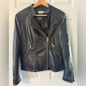 Calvin Klein Black faux leather Quilted Jacket